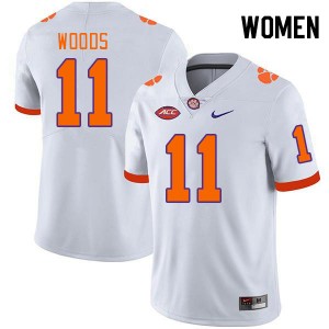 Peter Woods CLEM Womens #11 College Football Stitched Jersey - White 410959-756