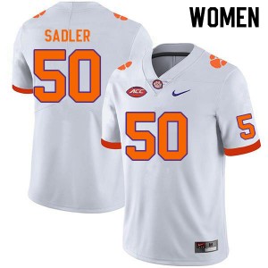 Collin Sadler Clemson University #50 Women Limited College Football Jersey - White 825830-599
