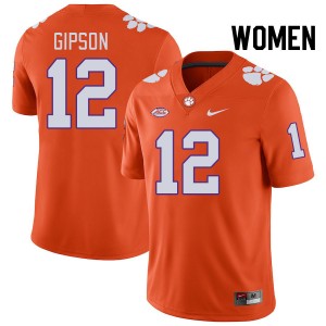 Corian Gipson Clemson Tigers #12 College Football Game Women Jersey - Orange 339574-530