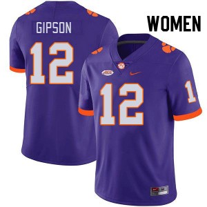 Corian Gipson CLEM Womens University #12 College Football Jersey - Purple 779825-475