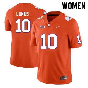 Jeadyn Lukus Clemson University College Football Official Womens #10 Jersey - Orange 593112-225