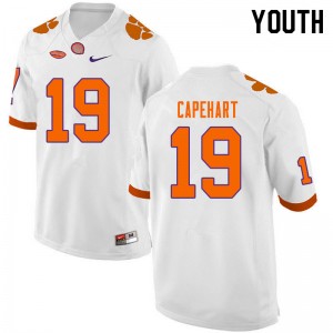 DeMonte Capehart Tigers College Football #19 Youth Official Jersey - White 617263-270