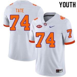 Marcus Tate Tiger Town College Football 2024-25 Youth #74 Jersey - White 964662-200