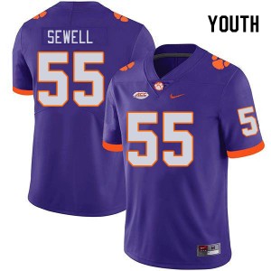 Harris Sewell Clemson Embroidery #55 College Football Youth Jersey - Purple 285031-383