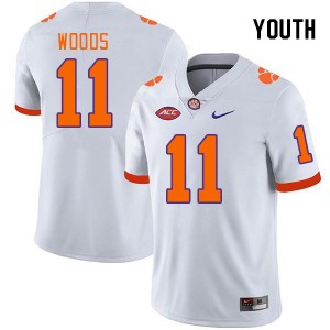 Peter Woods Tigers Youth #11 College Football University Jersey - White 848430-272