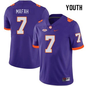 Phil Mafah Clemson Tigers College Football Youth #7 Embroidery Jersey - Purple 916515-551