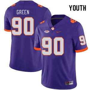 Stephiylan Green Tigers #90 Game College Football Youth Jersey - Purple 790666-880