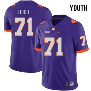 Tristan Leigh CLEM College Football Youth #71 Official Jersey - Purple 995329-307