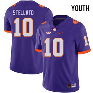 Troy Stellato Clemson University #10 College Football Youth Embroidery Jersey - Purple 179105-992