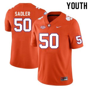 Collin Sadler Tiger Town #50 College Football Stitched Youth Jersey - Orange 174241-633