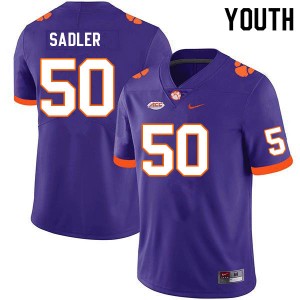 Collin Sadler Tigers College Football #50 Youth Limited Jersey - Purple 223338-346