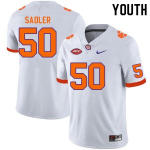 Collin Sadler Clemson Embroidery #50 Youth College Football Jersey - White 707613-103