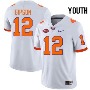 Corian Gipson Tiger Town 2024-25 College Football #12 Youth Jersey - White 624402-804