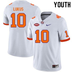 Jeadyn Lukus Clemson University Youth College Football #10 Player Jersey - White 907294-198