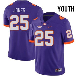Ricardo Jones Clemson University College Football Stitched #25 Youth Jersey - Purple 360097-447
