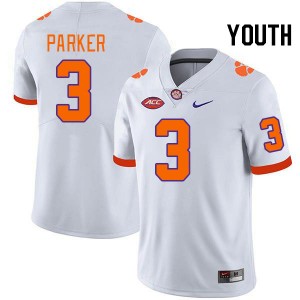T.J. Parker CLEM College Football #3 Youth Player Jersey - White 549603-387