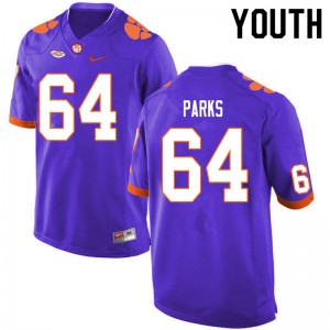 Walker Parks Tigers Youth Player #64 College Football Jersey - Purple 806699-938