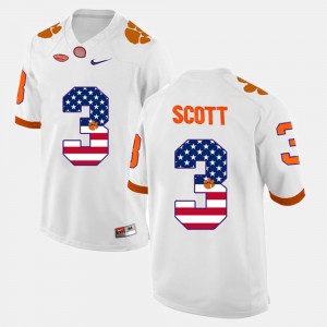Artavis Scott Clemson US Flag Fashion Mens #3 Jersey - White 264500-927