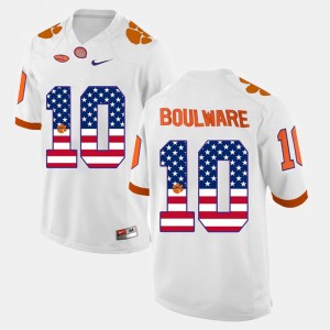 Ben Boulware Clemson US Flag Fashion Men's #10 Jersey - White 834809-204