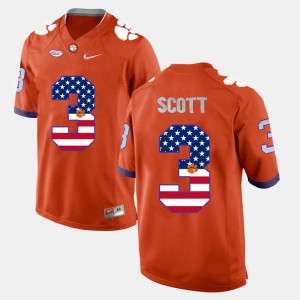 Artavis Scott Tiger Town Mens #3 US Flag Fashion Jersey - Orange 216712-188