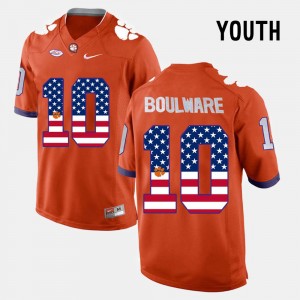 Ben Boulware CU #10 US Flag Fashion Youth Jersey - Orange 888270-728