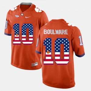 Ben Boulware Clemson Tigers Mens US Flag Fashion #10 Jersey - Orange 957757-513