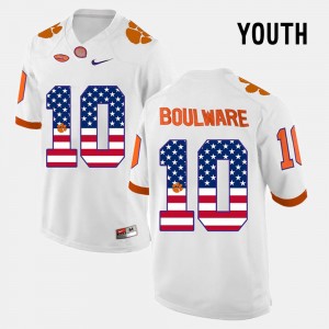Ben Boulware CLEM #10 US Flag Fashion Youth Jersey - White 459629-267