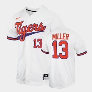 Brad Miller Clemson #13 College Baseball Mens Jersey - White 856295-416