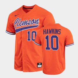 Bryar Hawkins Clemson Men's #10 College Baseball 2022 Full-Button Jersey - Orange 661929-839