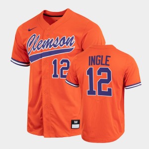 Cooper Ingle Tigers #12 College Baseball Men 2022 Full-Button Jersey - Orange 621677-364