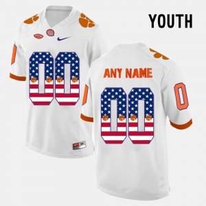 Custom CU #00 Youth US Flag Fashion Jersey - White 215285-274