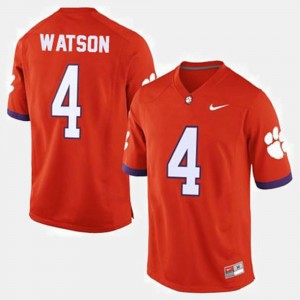 Deshaun Watson Clemson University College Football #4 Mens Jersey - Orange 801064-239