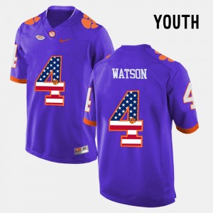 DeShaun Watson CU #4 Youth US Flag Fashion Jersey - Purple 743882-805