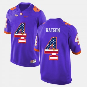 DeShaun Watson Clemson University Men #4 US Flag Fashion Jersey - Purple 145016-632