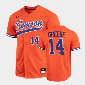 Khalil Greene Clemson University #14 Mens Full-Button College Baseball Jersey - Orange 811978-375