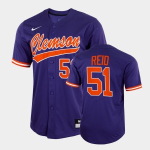 Rocco Reid Clemson Men's #51 College Baseball 2022 Full-Button Jersey - Purple 953168-892