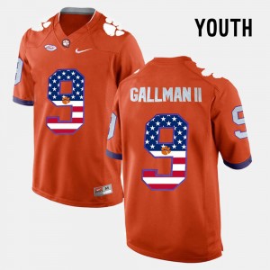 Wayne Gallman II Tigers #9 Youth US Flag Fashion Jersey - Orange 678652-515