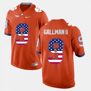 Wayne Gallman II Clemson Tigers US Flag Fashion #9 Men's Jersey - Orange 553007-932