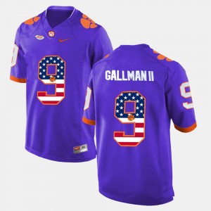 Wayne Gallman II CU Men #9 US Flag Fashion Jersey - Purple 214965-472