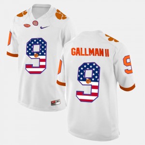 Wayne Gallman II CLEM #9 US Flag Fashion Men Jersey - White 994534-832