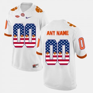 Custom Clemson University US Flag Fashion #00 Men's Jersey - White 800942-663