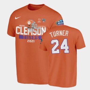 Nolan Turner Clemson University 2021 Sugar Bowl Mens #24 T-Shirt - Orange 703512-698