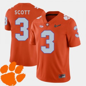 Artavis Scott Clemson University 2018 ACC #3 Men College Football Jersey - Orange 344823-404