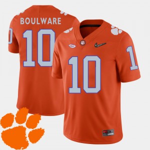 Ben Boulware Tigers #10 College Football Mens 2018 ACC Jersey - Orange 644601-616