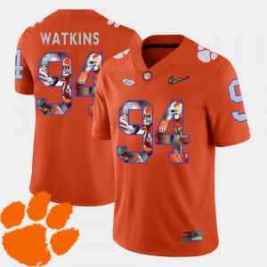 Carlos Watkins CLEM Men #94 Football Pictorial Fashion Jersey - Orange 461817-478