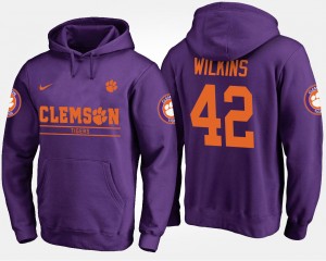 Christian Wilkins Clemson University Men's #42 Name and Number Hoodie - Purple 165592-925