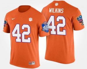 Christian Wilkins Tigers Atlantic Coast Conference Sugar Bowl Mens #42 Bowl Game T-Shirt - Orange 506265-637