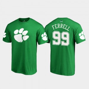 Clelin Ferrell Clemson University Men #99 White Logo St. Patrick's Day T-Shirt - Kelly Green 321414-617