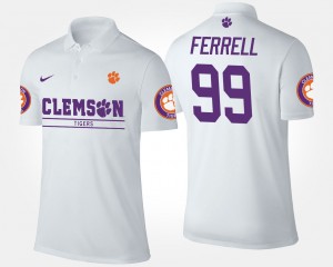 Clelin Ferrell Tigers Men's #99 Name and Number Polo - White 902533-526