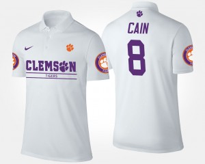 Deon Cain CLEM #8 Name and Number Men's Polo - White 508442-188